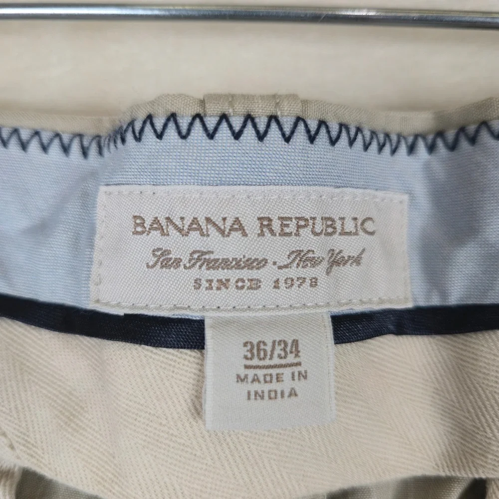 Banana Republic Mens Pin Stripe Flat Front Chino Pants 36X34‎ Khaki Preppy